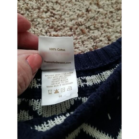 Hanna Anderson Girl Navy Blue With Christmas Trees Knit Dress Size Girl 10 140cm - Picture 6 of 8